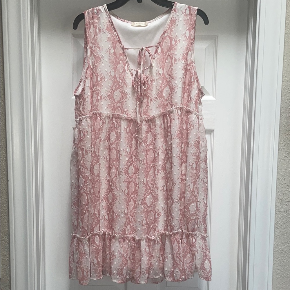 Altard State Salmon Pink and White Sleeveless Dress Size Large